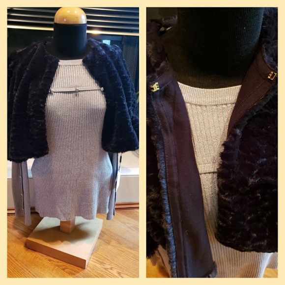 🆕️NWT Stunning Faux Fur Calvin Klein Bolero - Picture 6 of 8